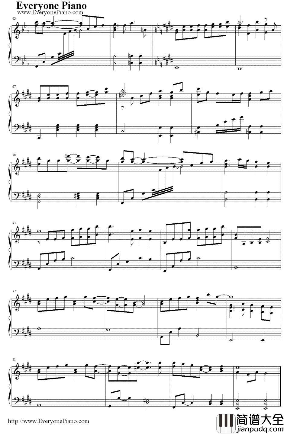 樱花纷飞时（桜色舞うころ）钢琴谱_中岛美嘉