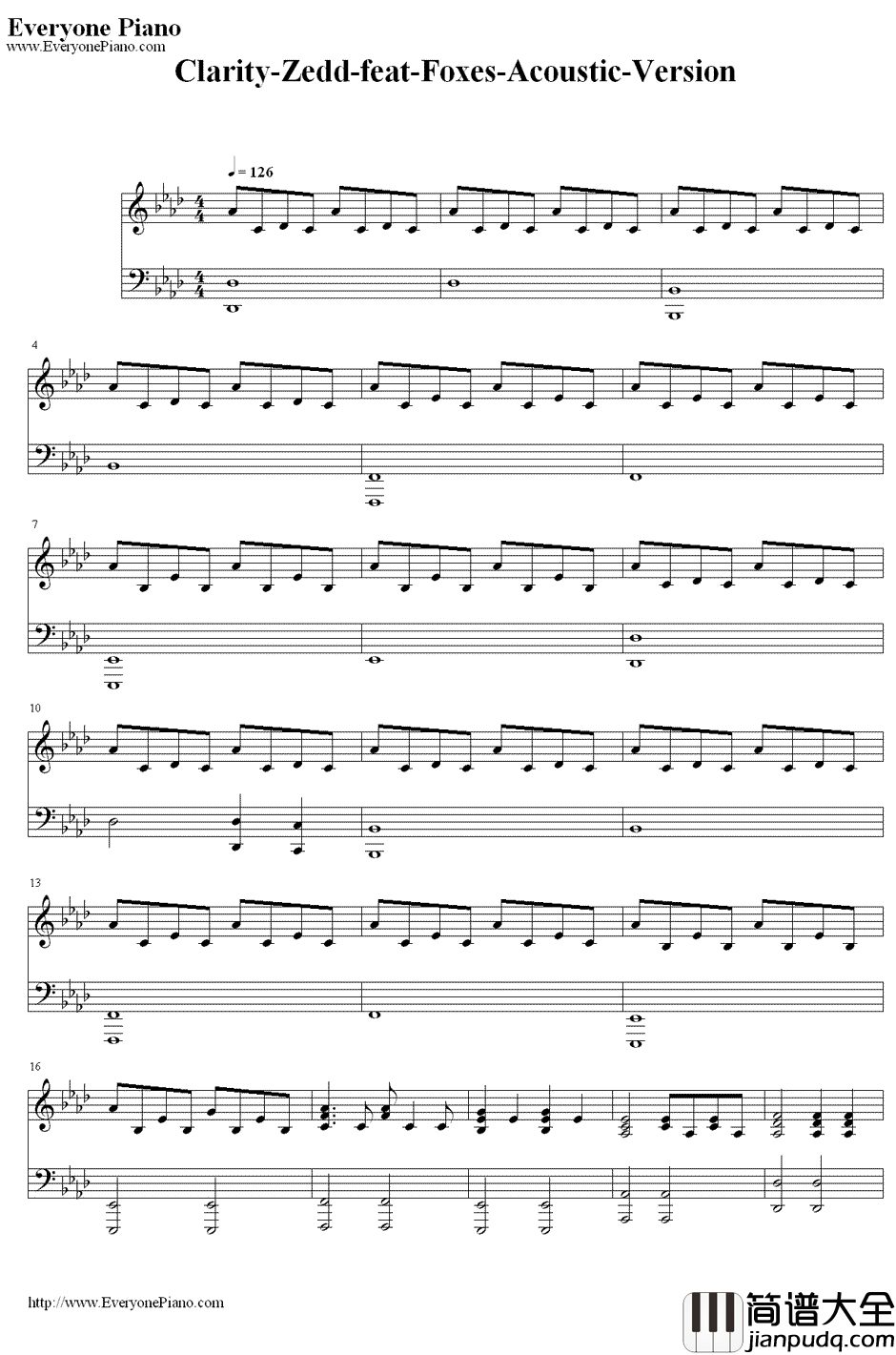 Clarity钢琴谱_Zedd