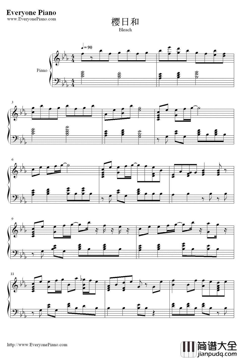 樱日和钢琴谱_星村麻衣__死神_片尾曲