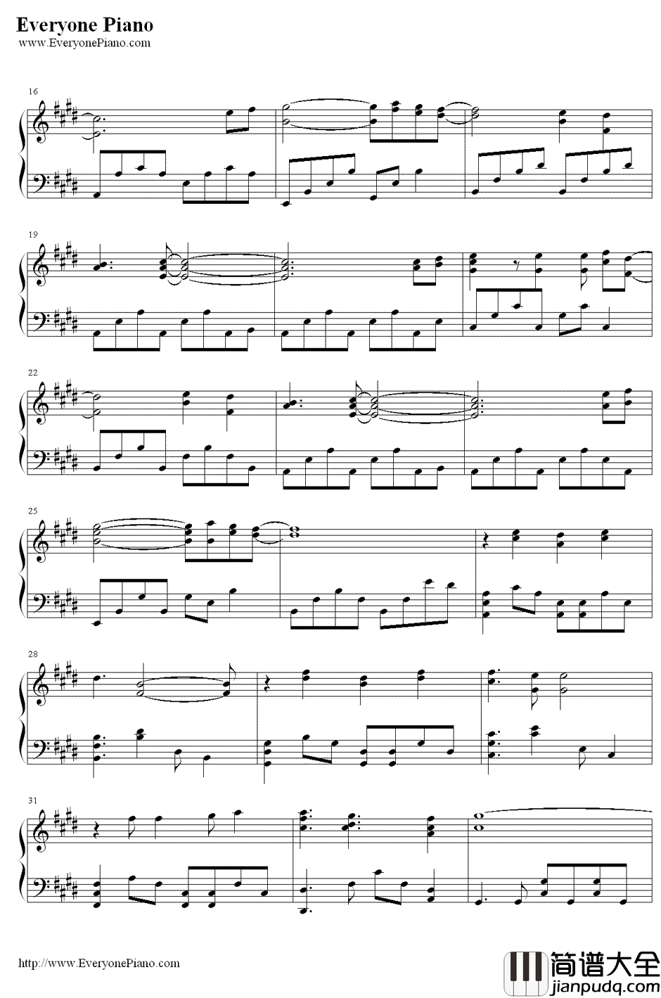 届かない恋钢琴谱_小木曾雪菜__白色相簿第二季_op