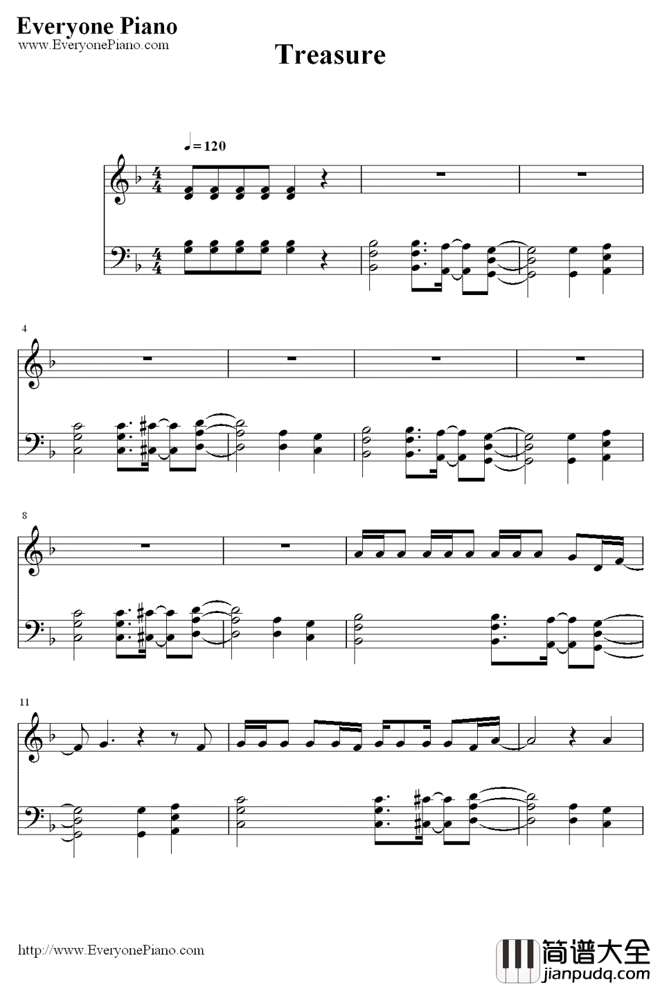 Treasure钢琴谱_Bruno_Mars