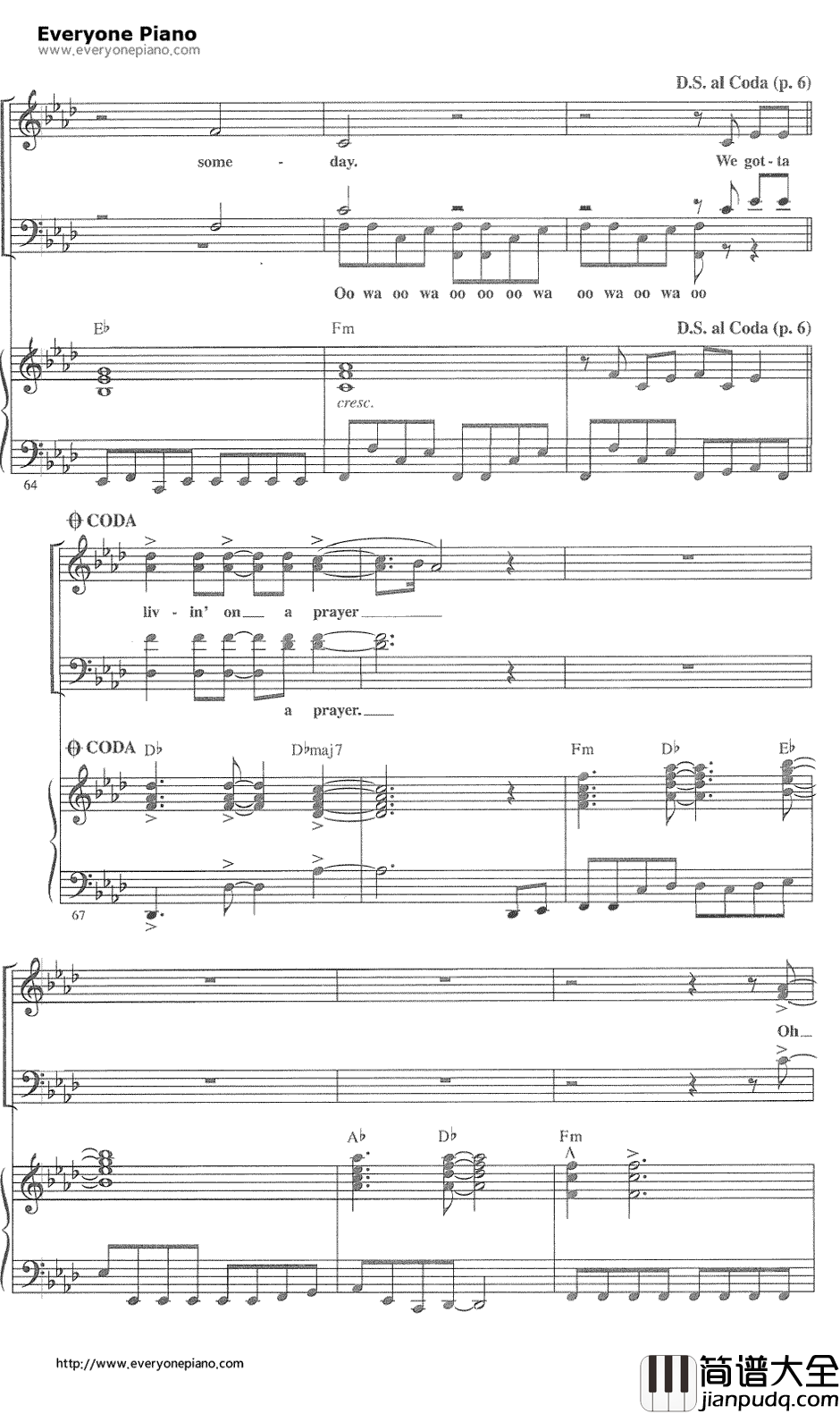 Livin'_on_a_prayer钢琴谱_Bon_Jovi邦乔维