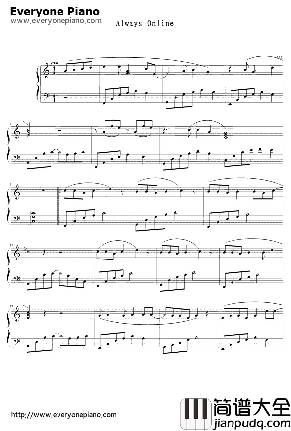 Always_Online钢琴谱_林俊杰_一直在线