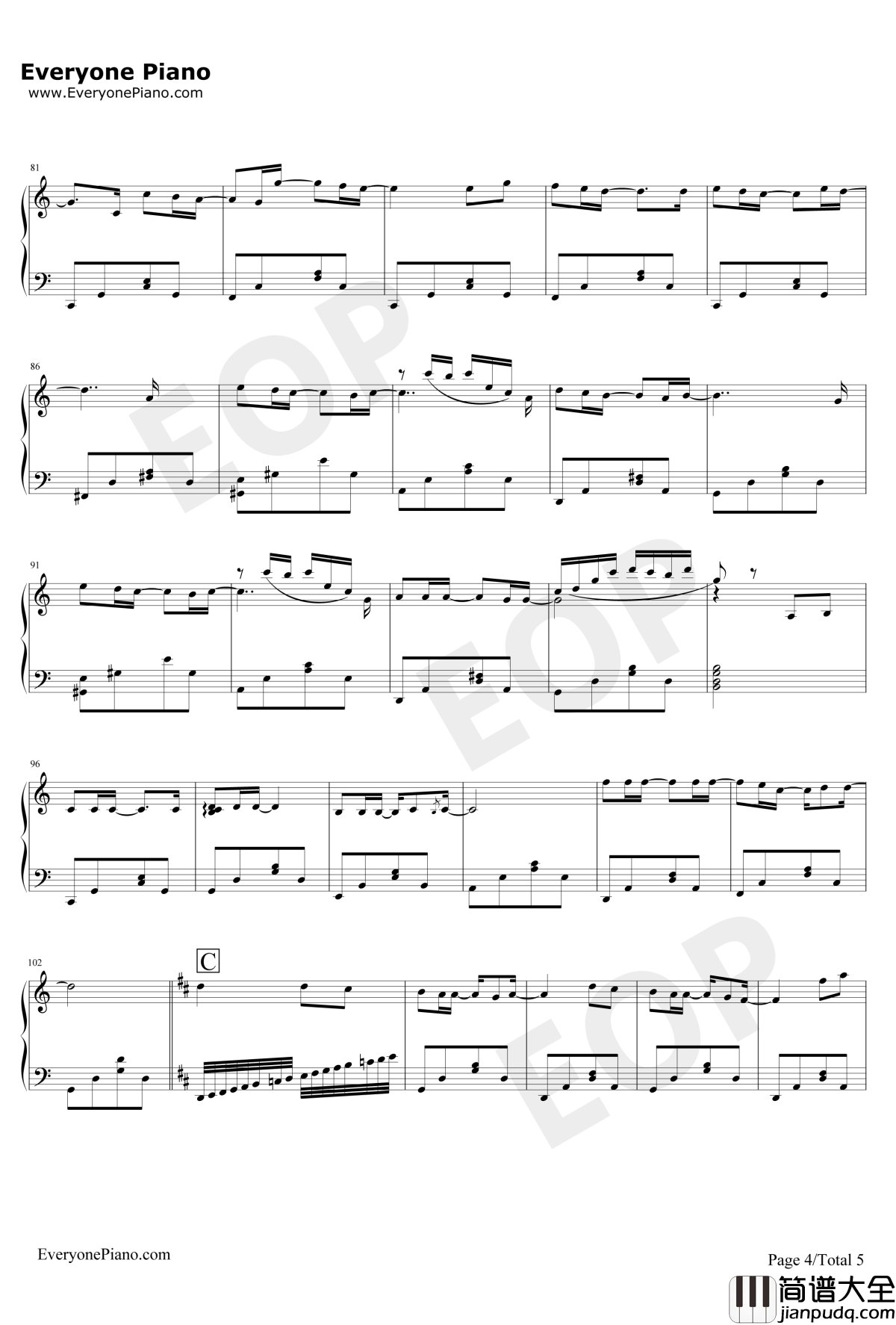 My_love钢琴谱_西城男孩westlife