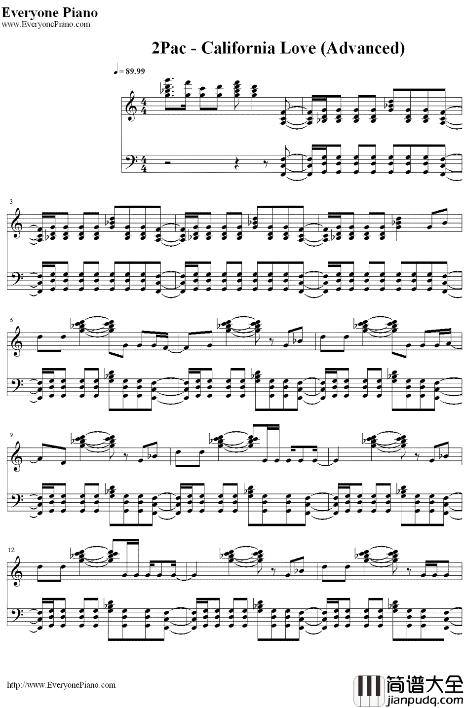 CaliforniaLove钢琴谱_2Pac