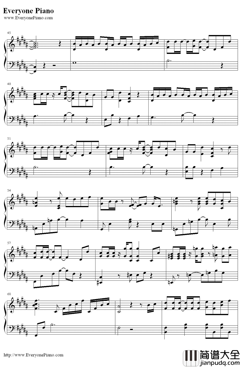 樱花花瓣（桜の花びらたち）钢琴谱_AKB48