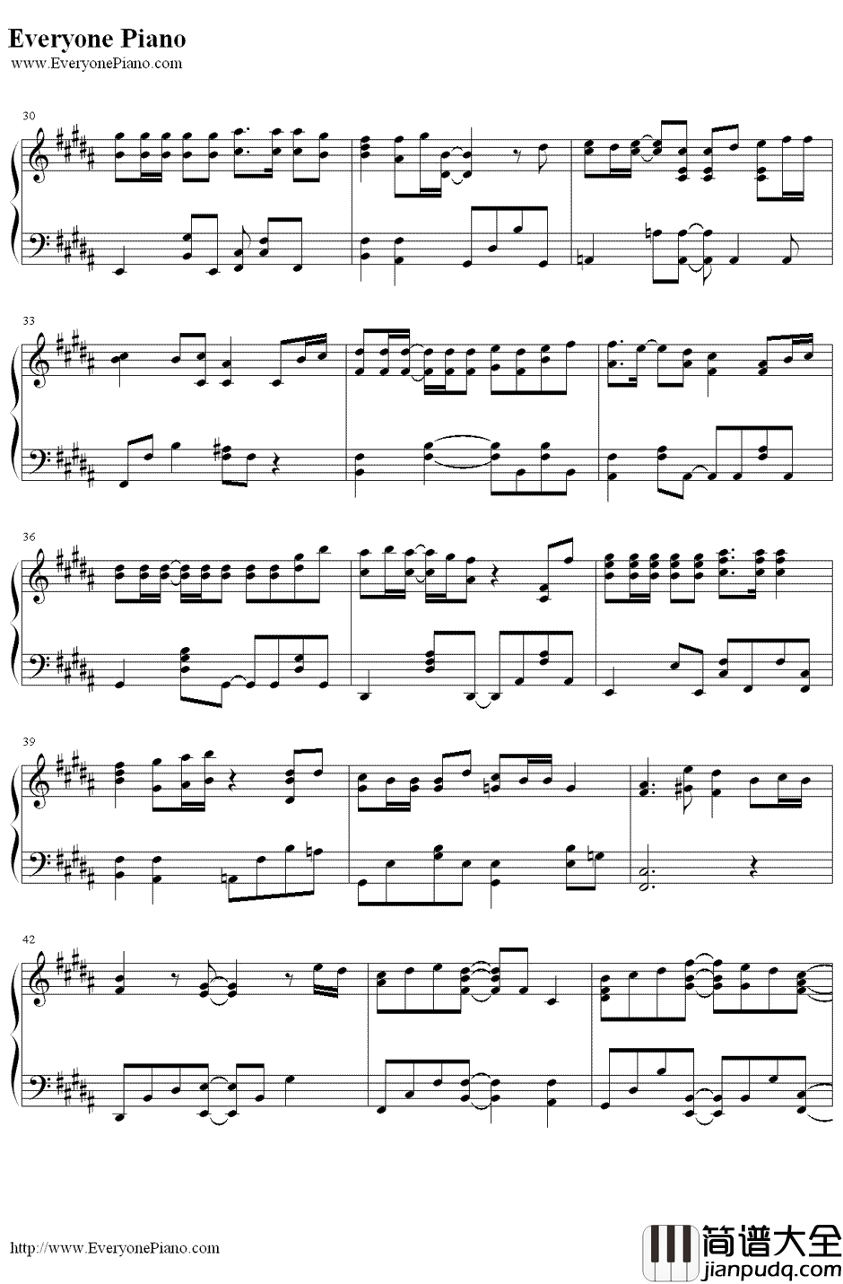 樱花花瓣（桜の花びらたち）钢琴谱_AKB48