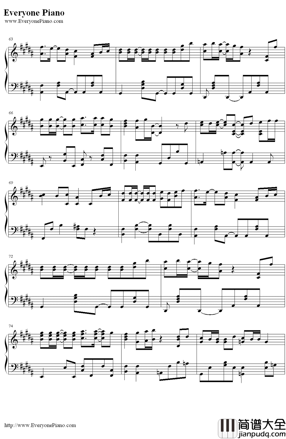 樱花花瓣（桜の花びらたち）钢琴谱_AKB48