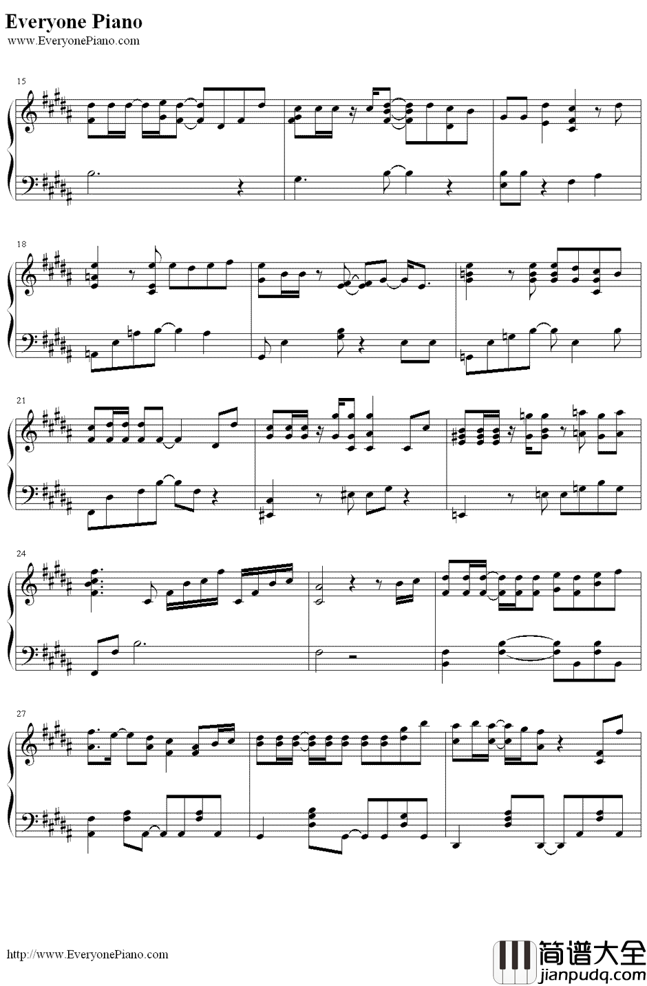 樱花花瓣（桜の花びらたち）钢琴谱_AKB48