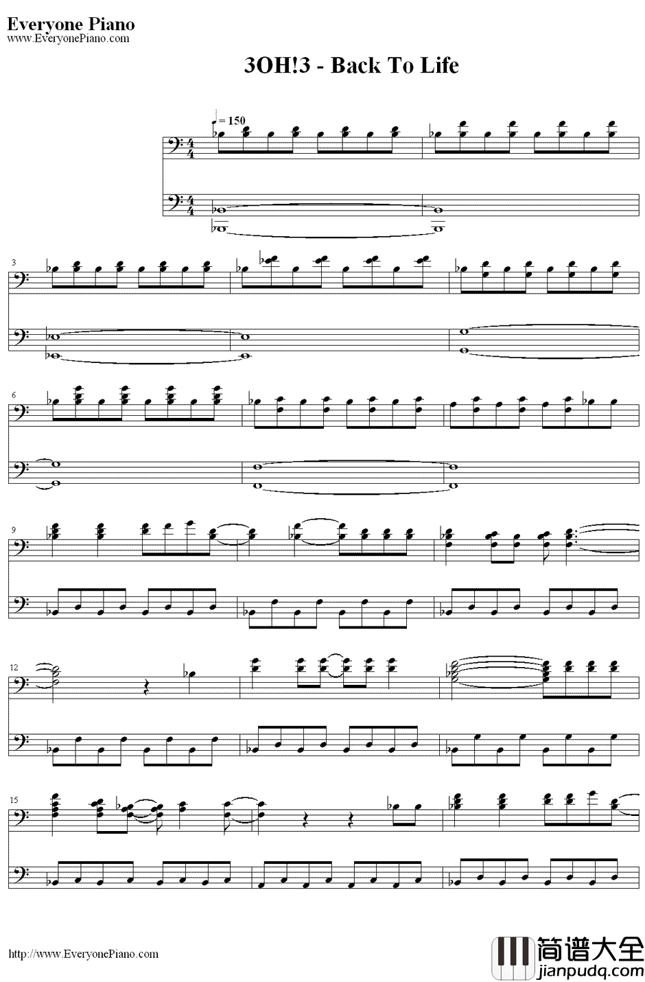 Back_To_Life钢琴谱_3OH!3
