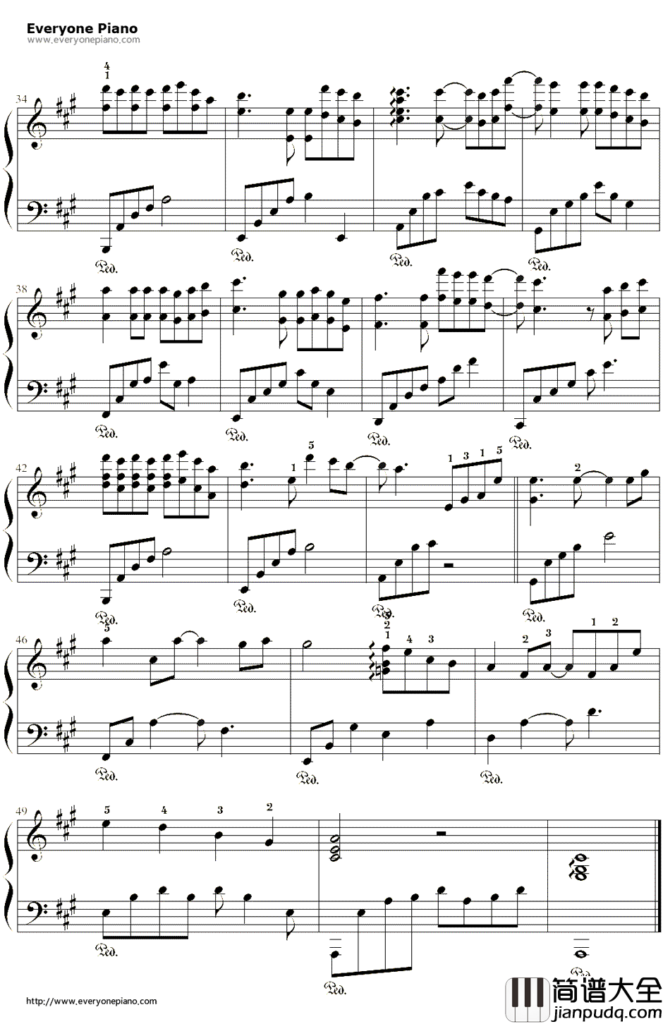 愿得一人心钢琴谱_李行亮__最美的时光_主题曲