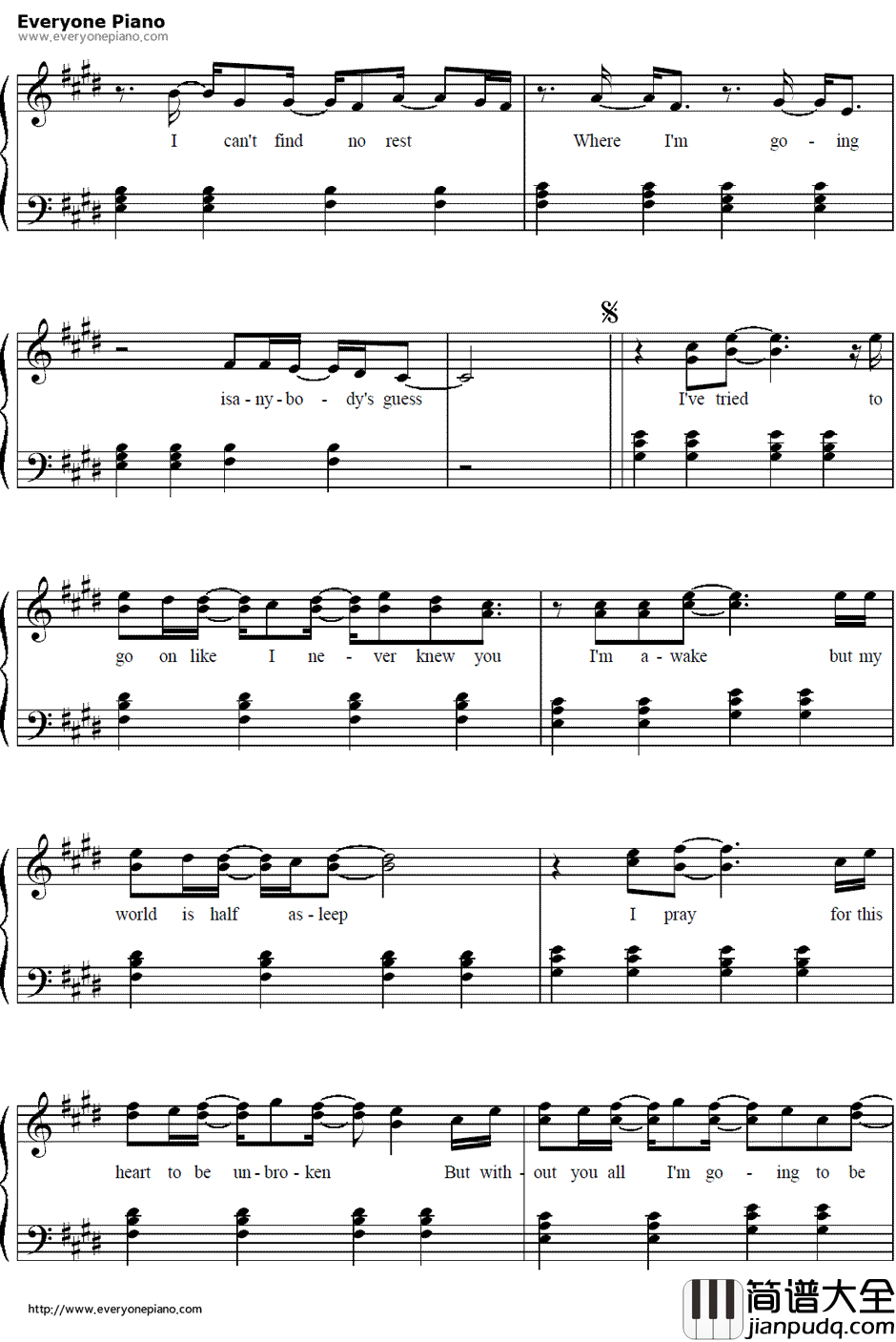 Incomplete钢琴谱_后街男孩（BackstreetBoys）