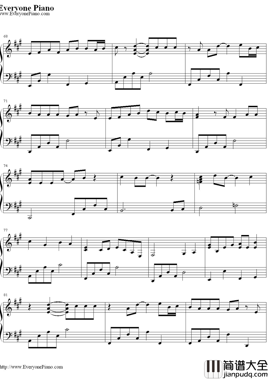 Eternally钢琴谱_宇多田光宇多田ヒカル__InnocentLove_主题曲