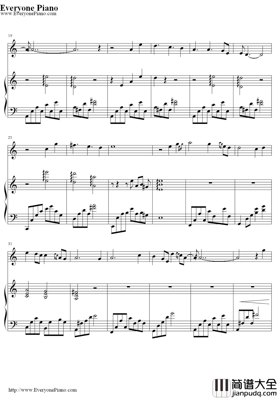 卷珠帘钢琴谱_霍尊