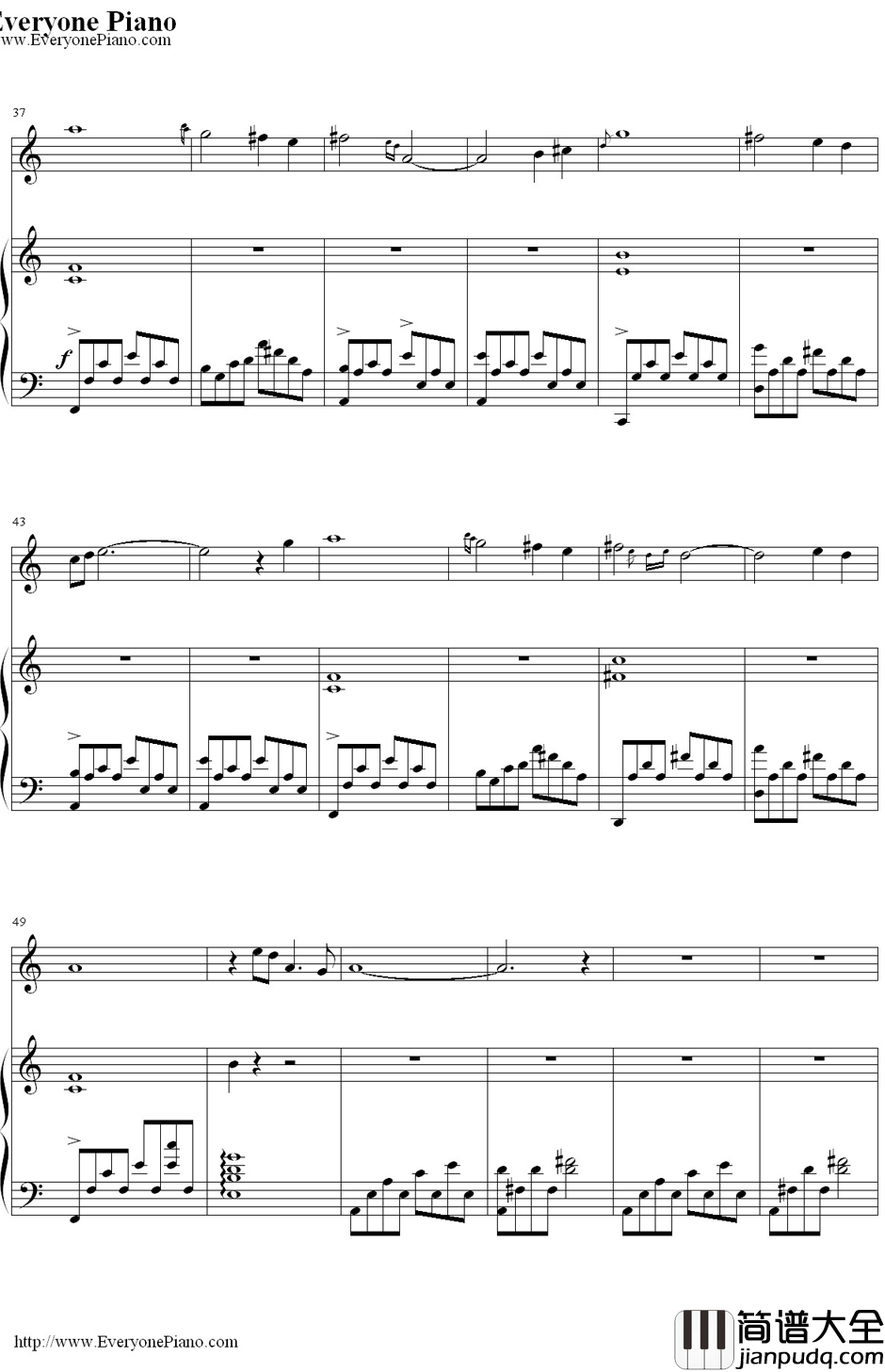 卷珠帘钢琴谱_霍尊