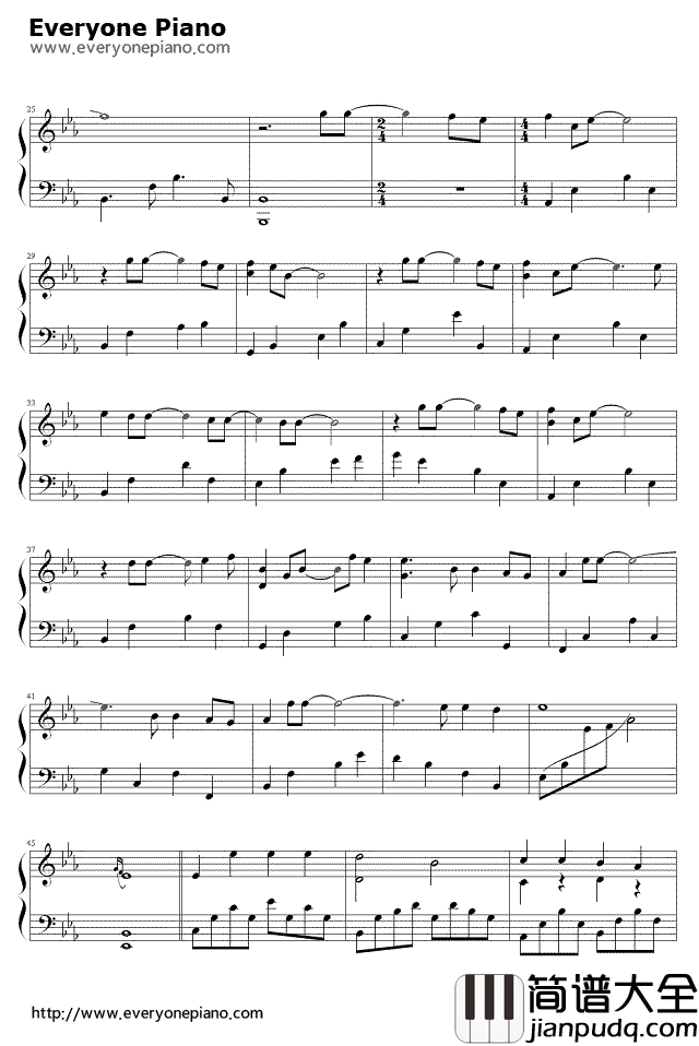 背对背拥抱钢琴谱_林俊杰_背对背拥抱