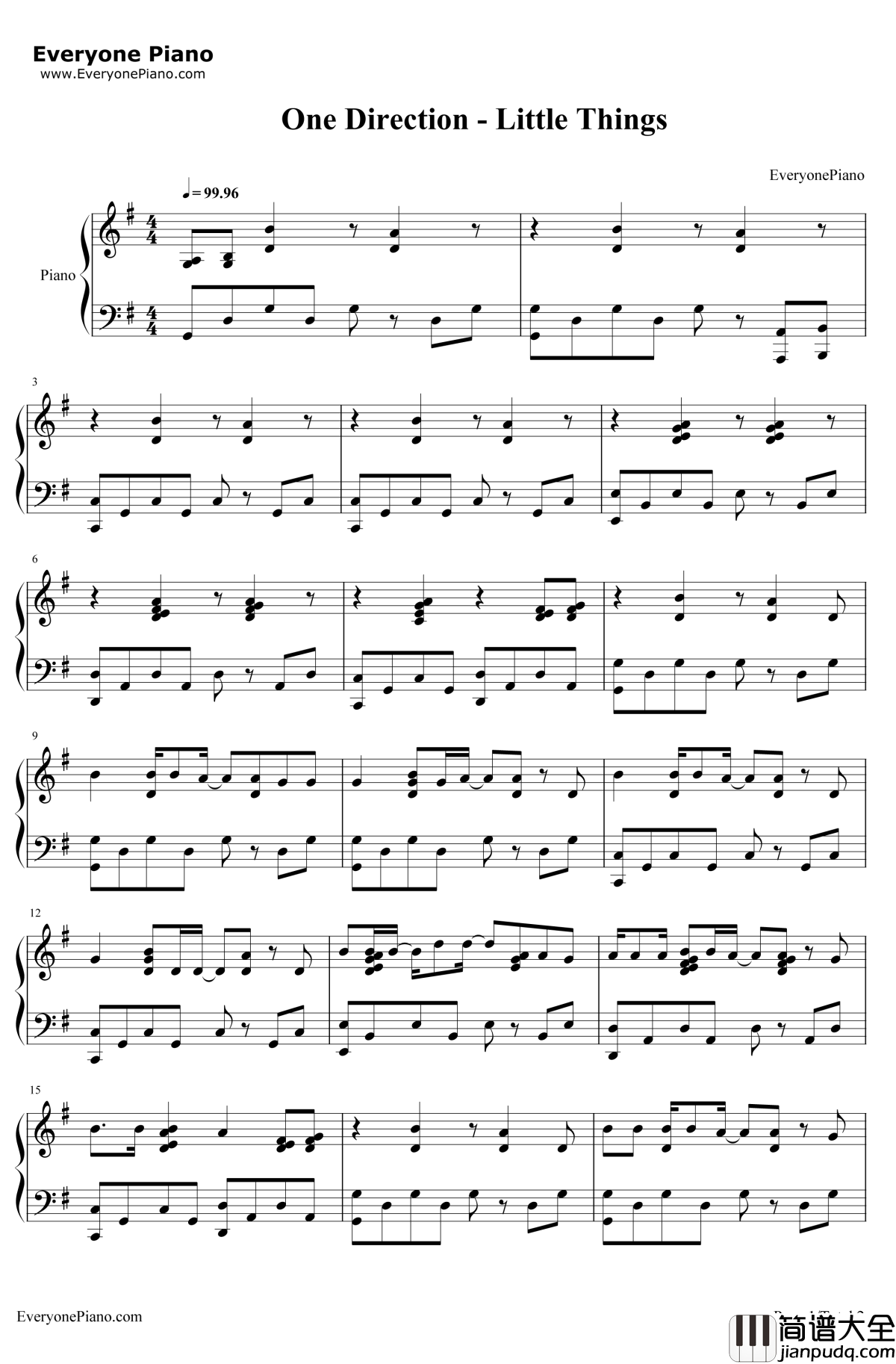 Little_Things钢琴谱_OneDirection