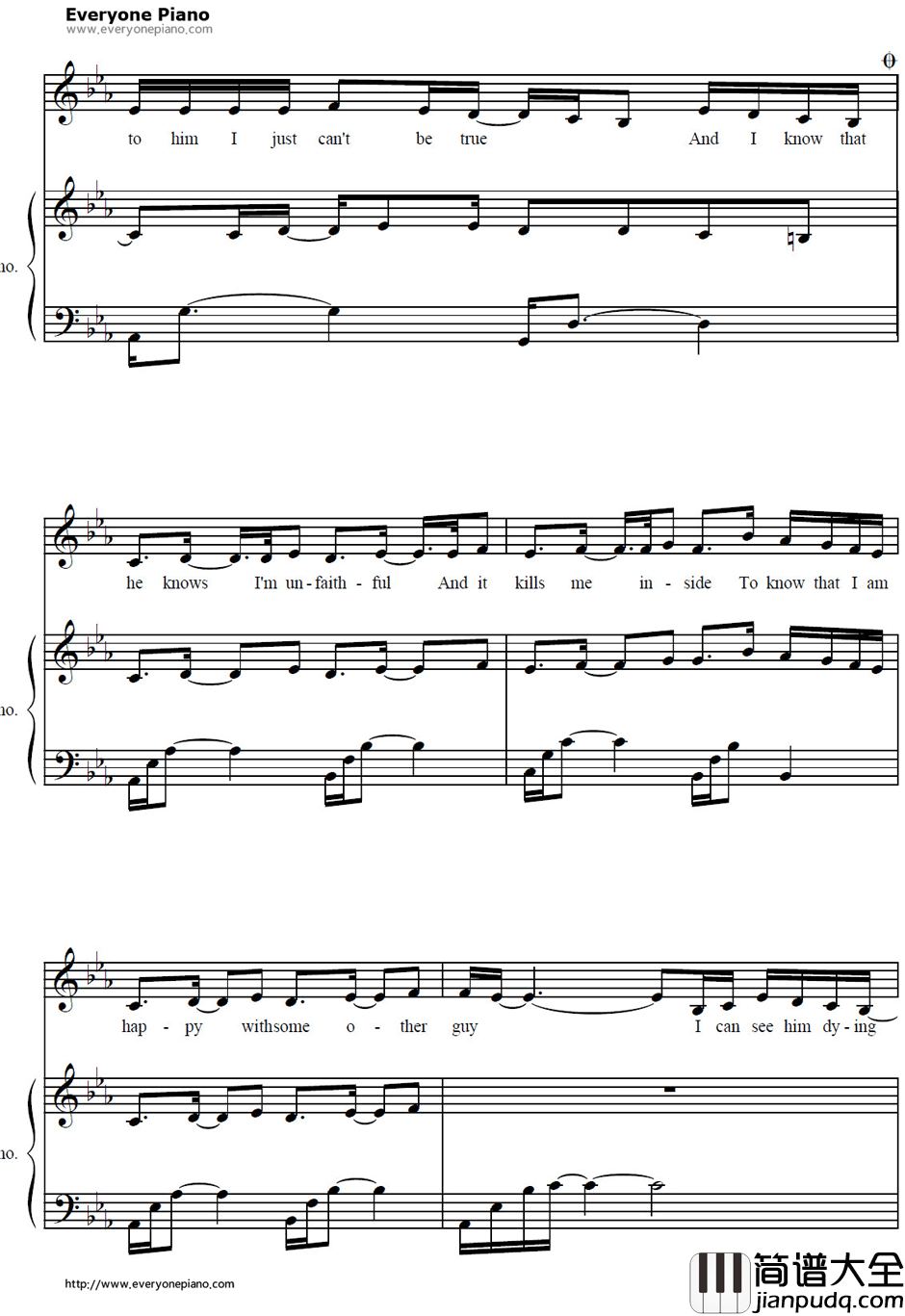 Unfaithful钢琴谱_Rihanna