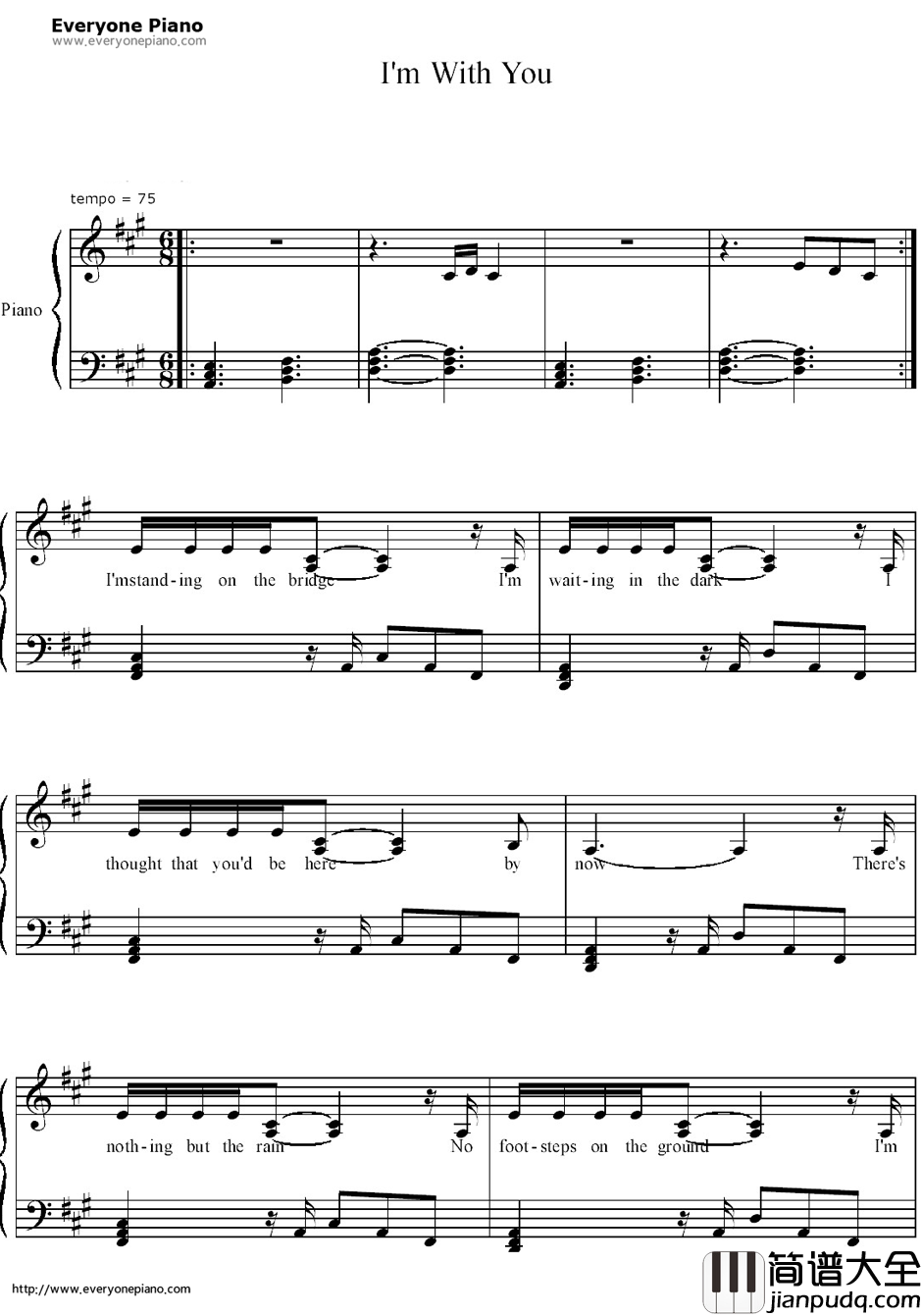 I'm_with_You钢琴谱_AvrilLavigne