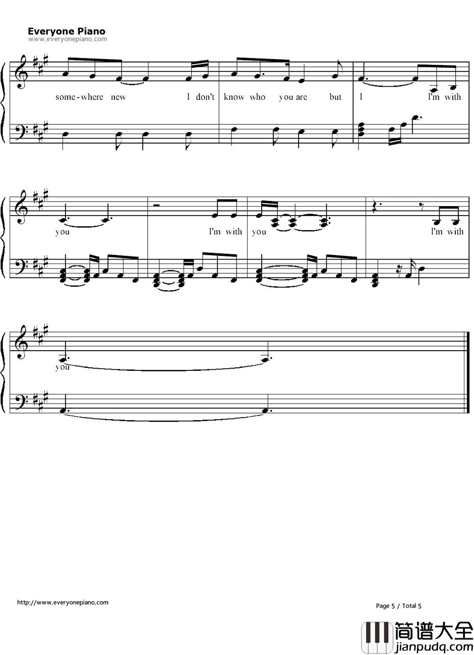 I'm_with_You钢琴谱_AvrilLavigne
