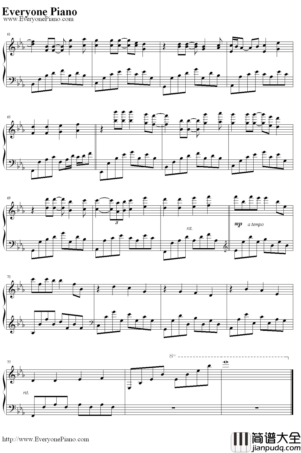 Everytime钢琴谱_布兰妮·斯皮尔斯（BritneySpears）_布兰妮·斯皮尔斯（BritneySpears）