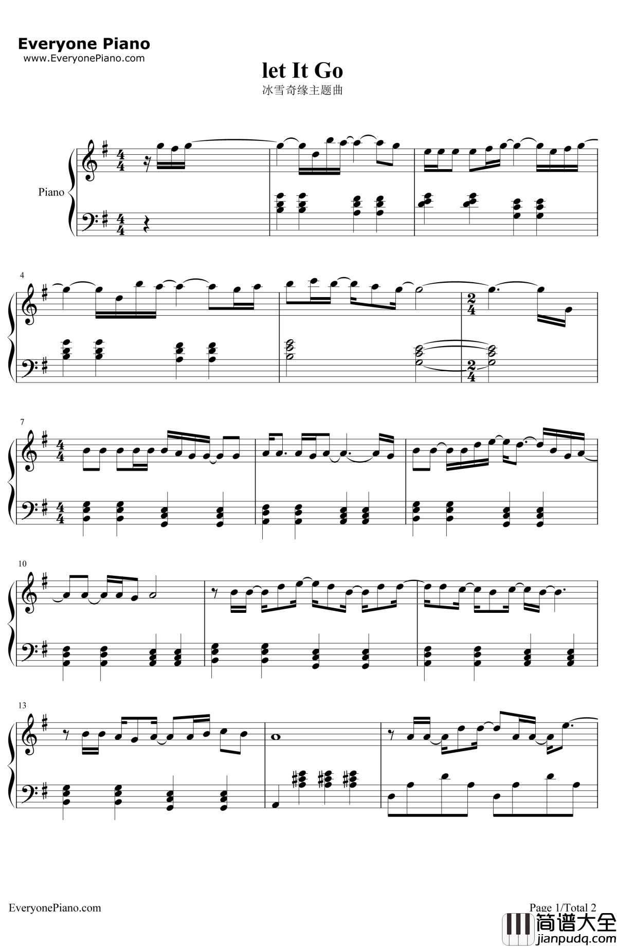 LetItGo钢琴谱_DemiLovato