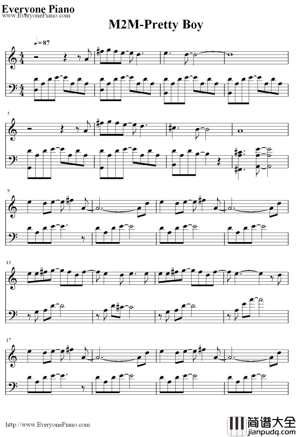 Pretty_Boy钢琴谱_M2M