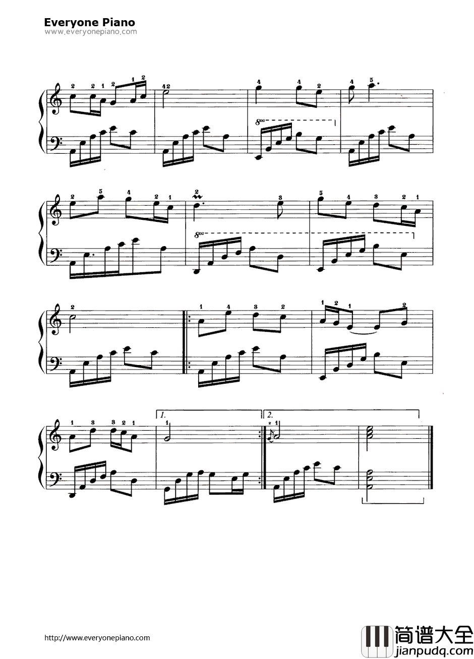 映山红钢琴谱_傅庚辰_映山红