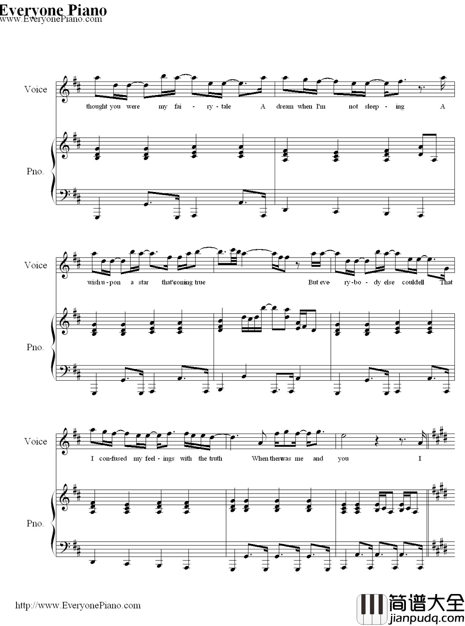 When_There_Was_Me_And_You钢琴谱_VanessaAnneHudgens__歌舞青春1_插曲