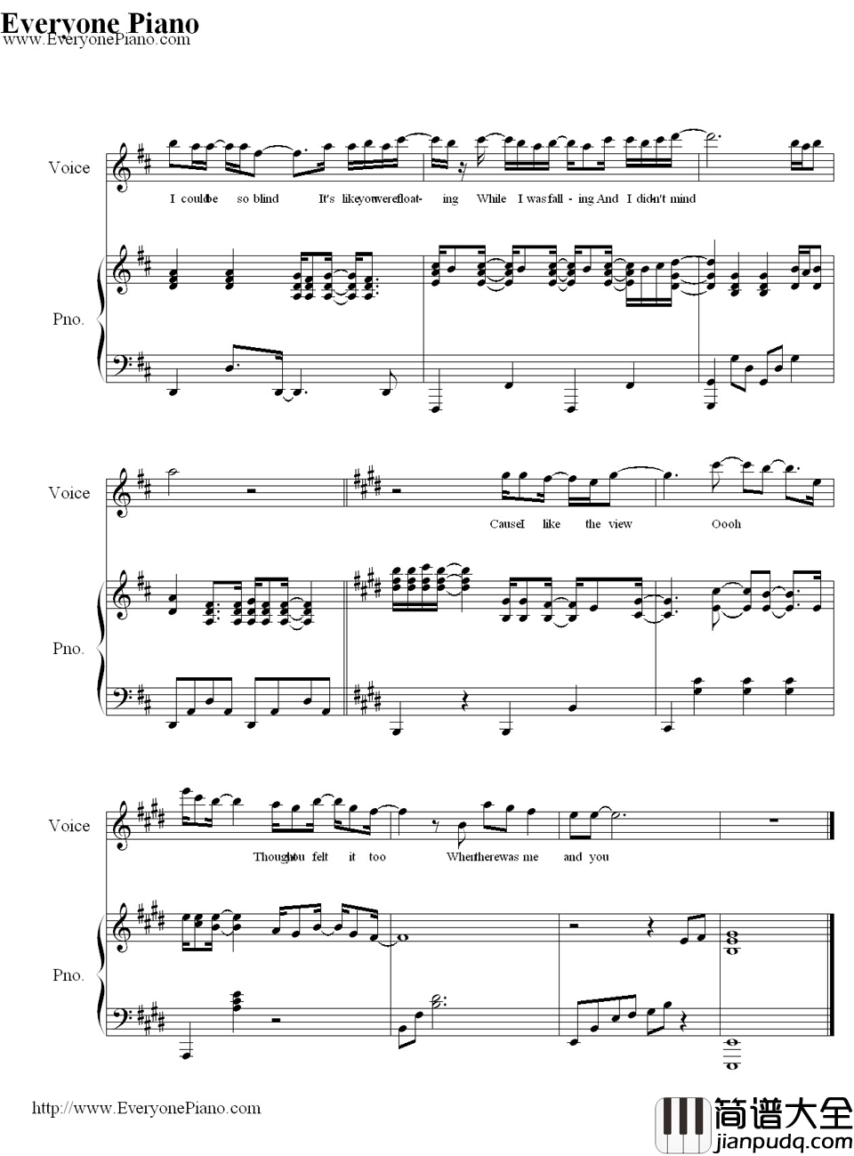 When_There_Was_Me_And_You钢琴谱_VanessaAnneHudgens__歌舞青春1_插曲