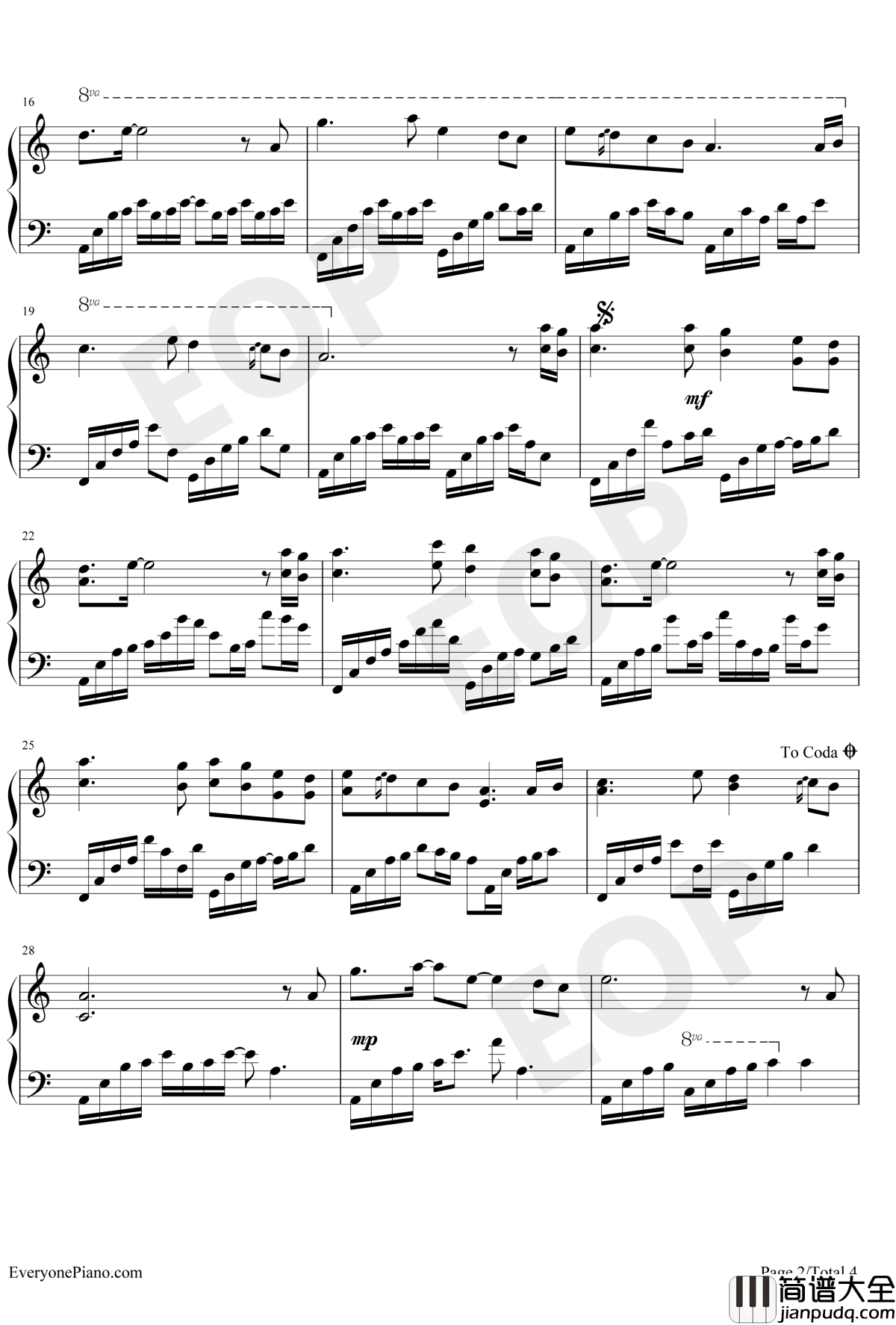 乱红钢琴谱_刘子菲