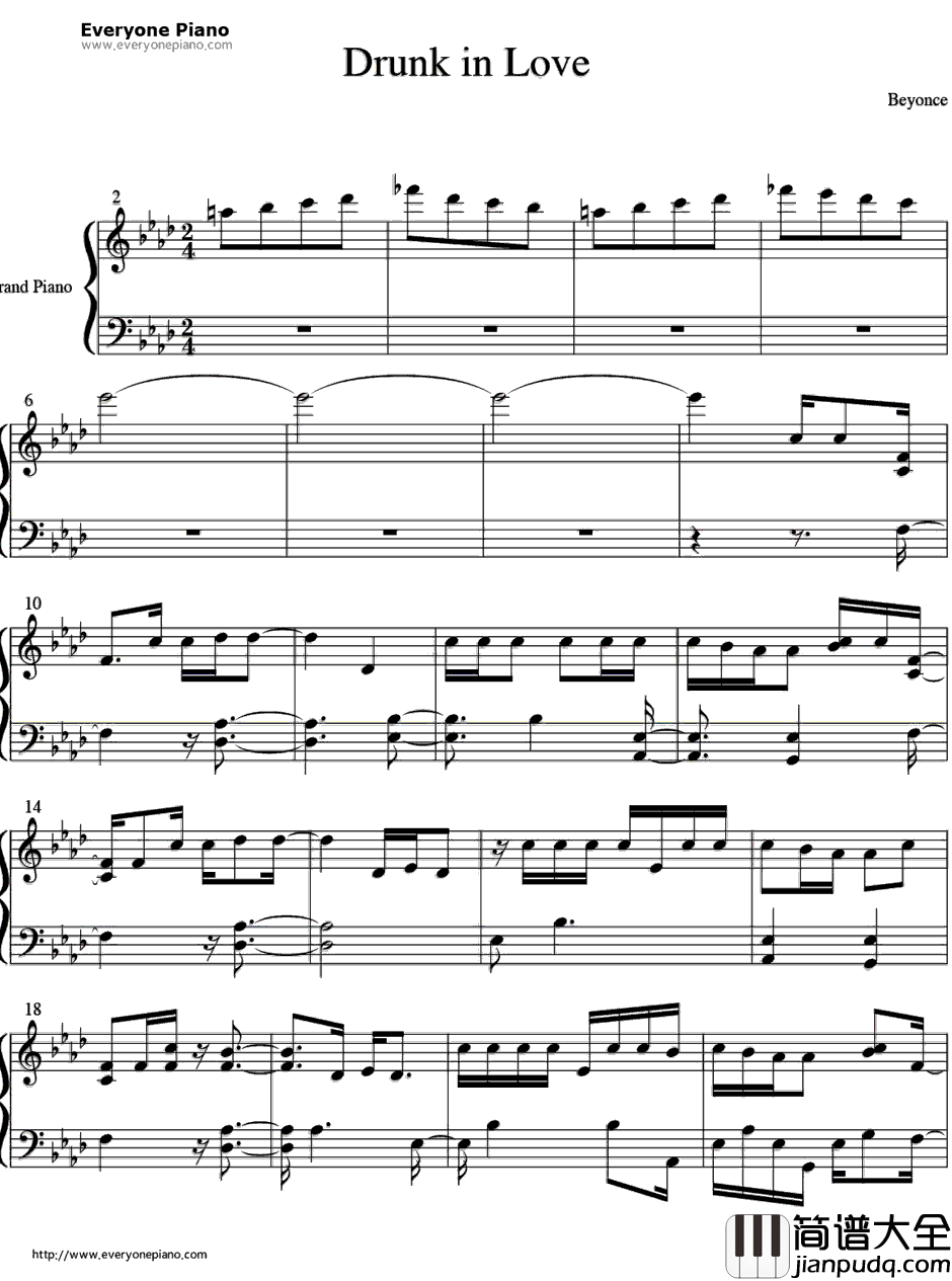 Drunk_in_Love钢琴谱_Beyonce