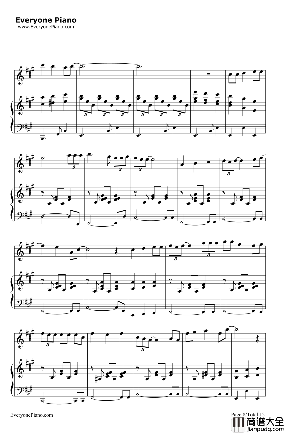 トイレの神様钢琴谱_植村花菜