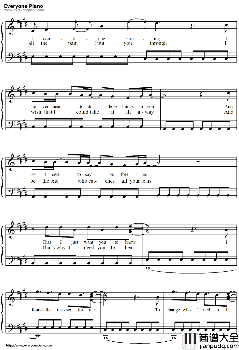 The_Reason钢琴谱_Hoobastank