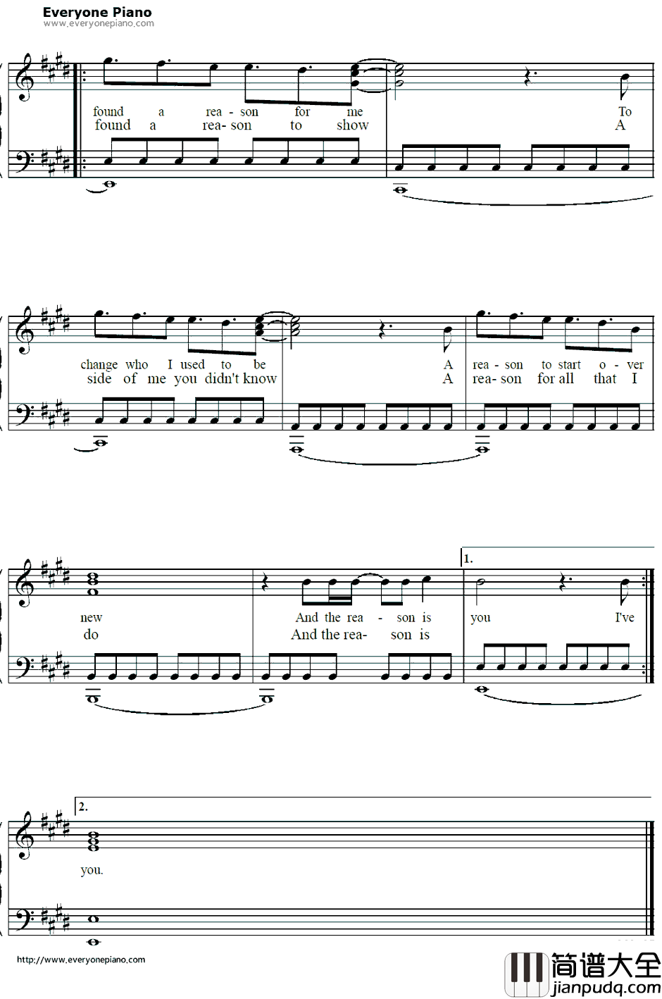 The_Reason钢琴谱_Hoobastank