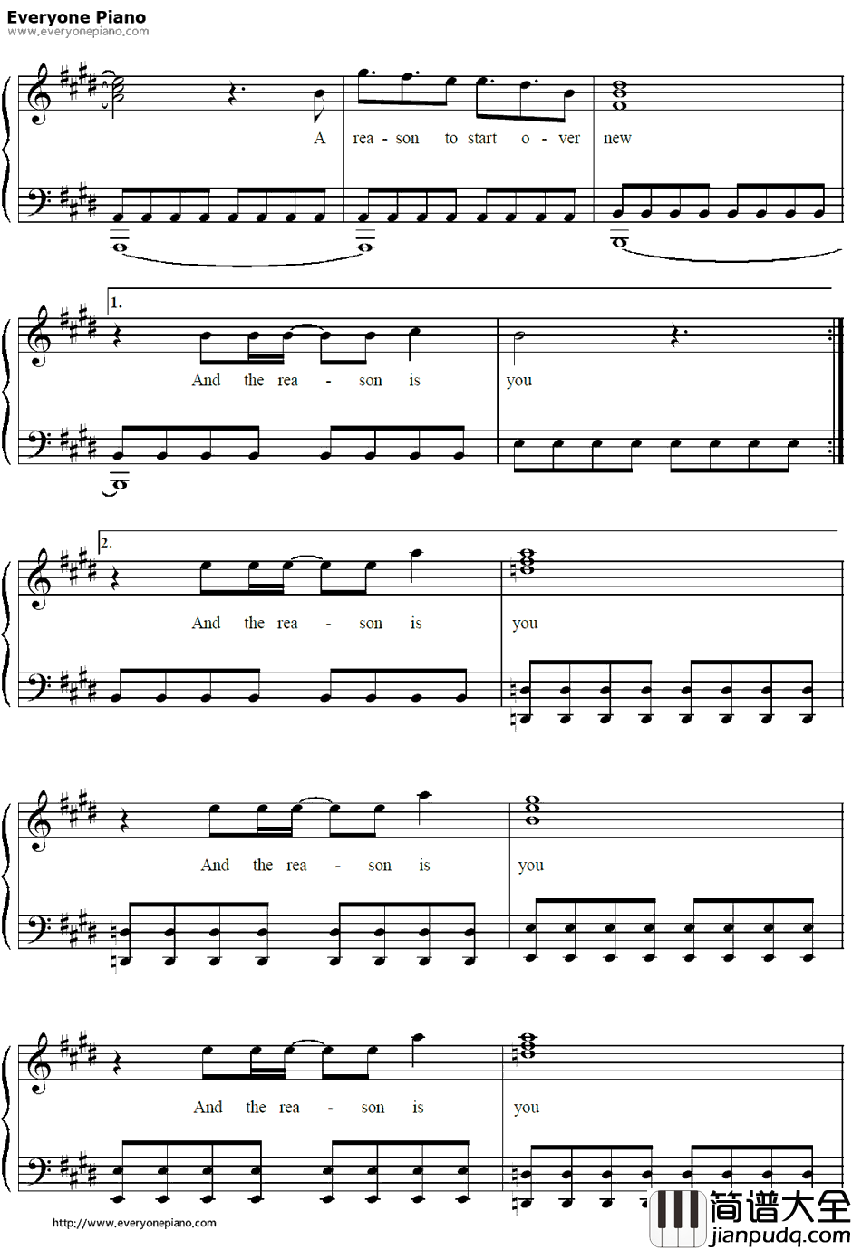 The_Reason钢琴谱_Hoobastank