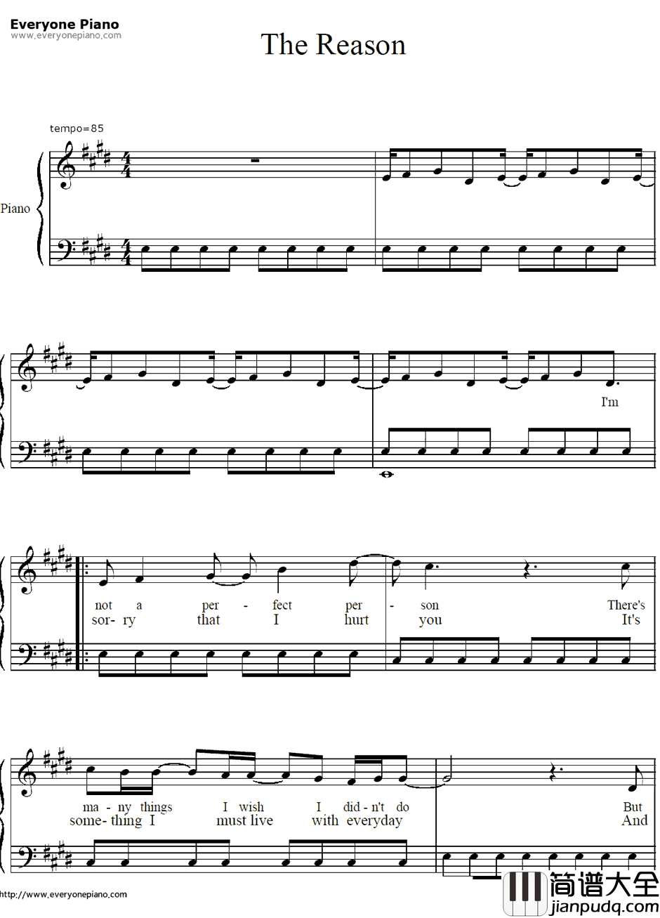 The_Reason钢琴谱_Hoobastank