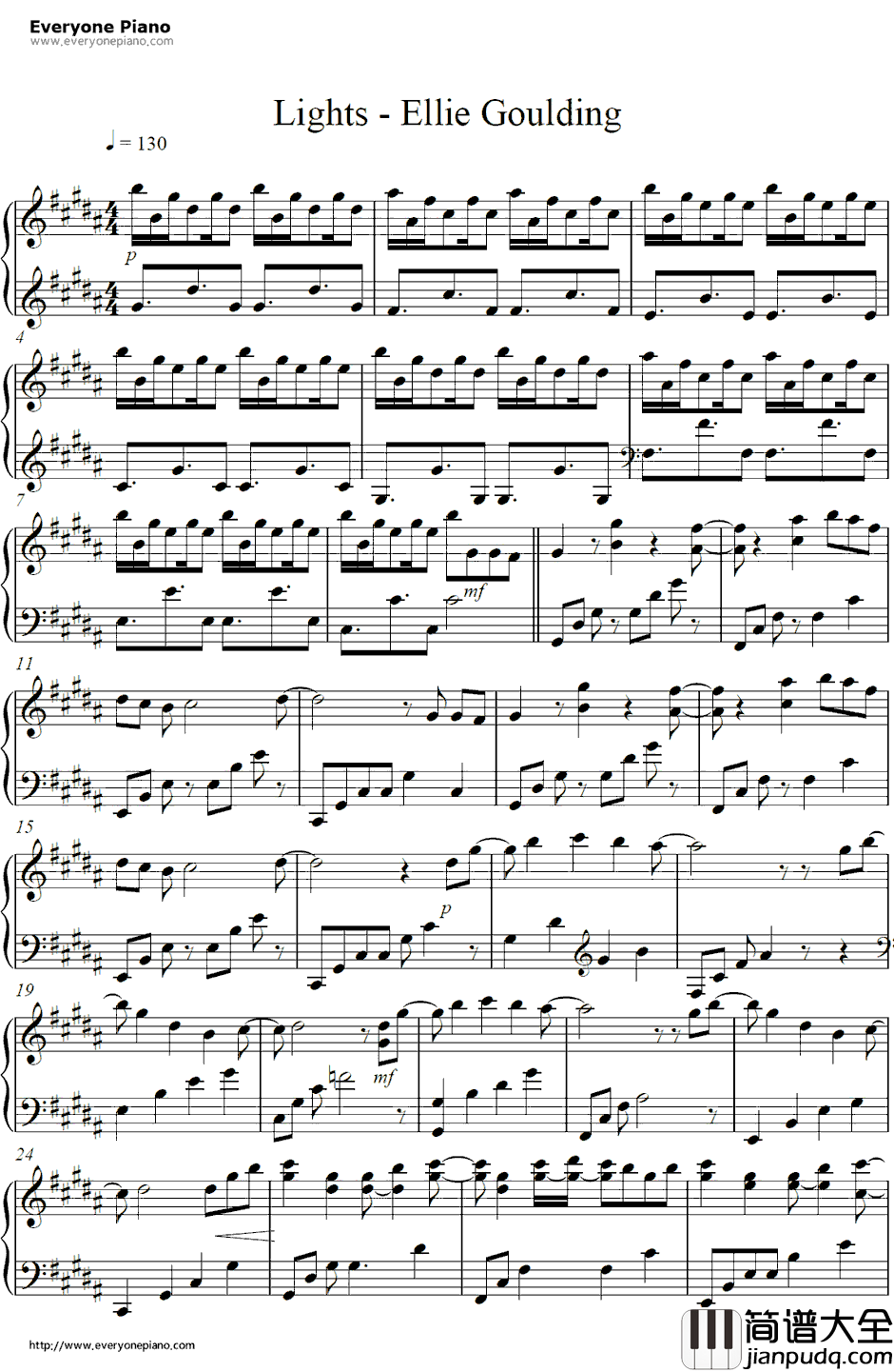 Lights钢琴谱_EllieGoulding