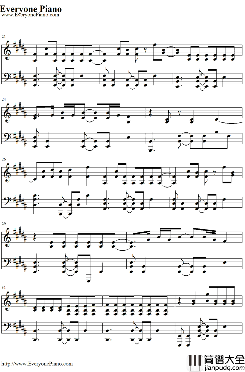 Yellow钢琴谱_Coldplay