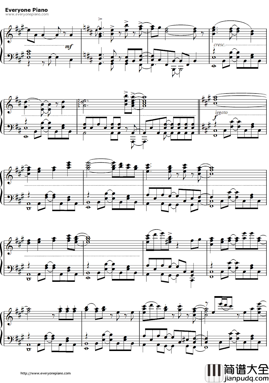 比翼の羽根钢琴谱_eufonius_缘之空主题曲