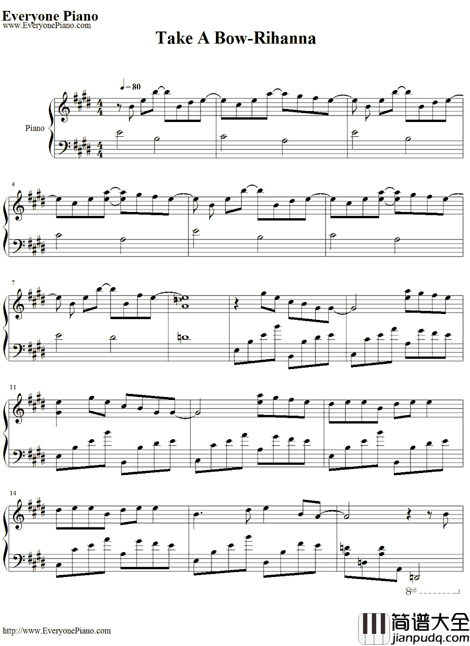 Take_A_Bow钢琴谱_Rihanna