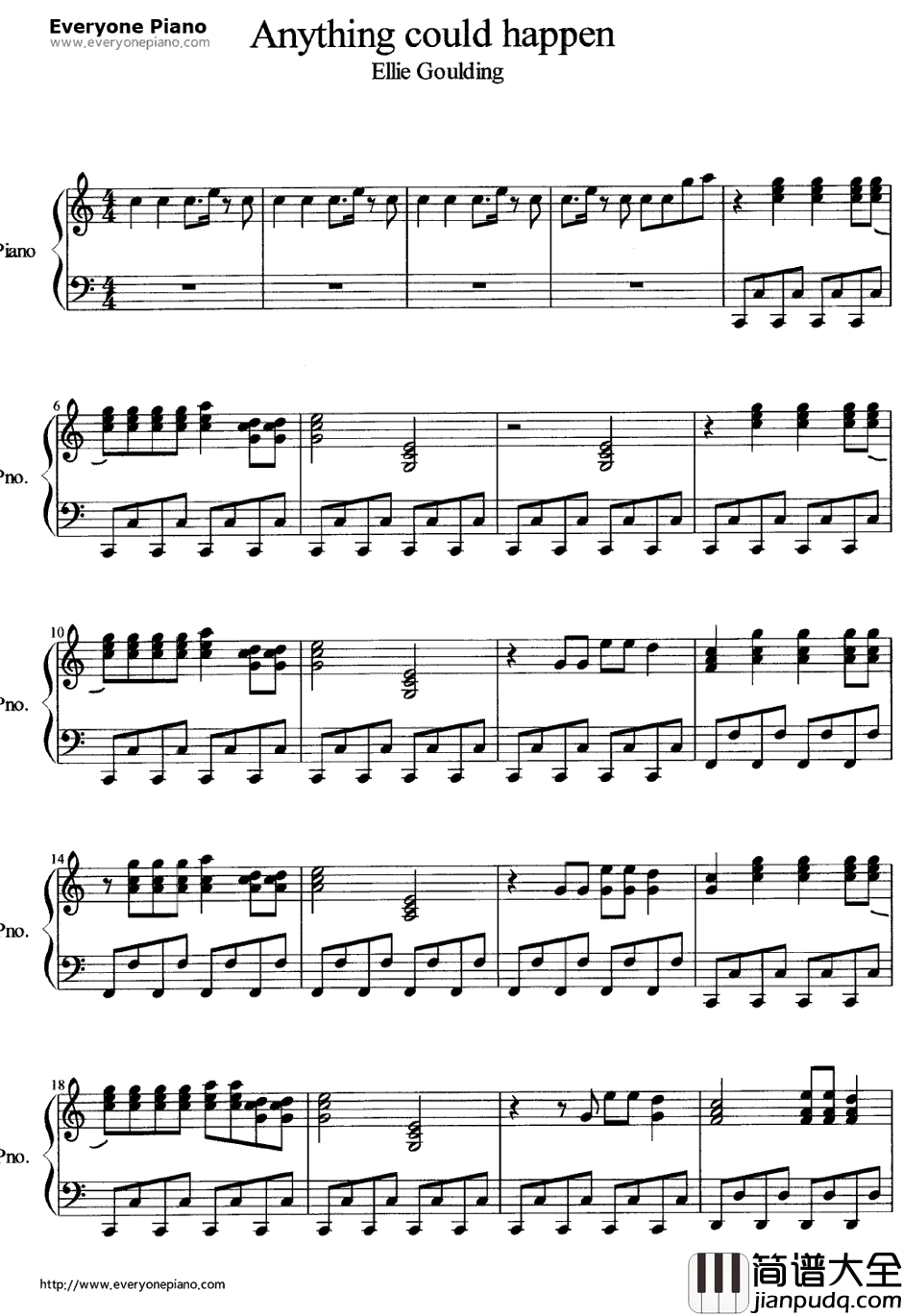 Anything_Could_Happen钢琴谱_EllieGoulding