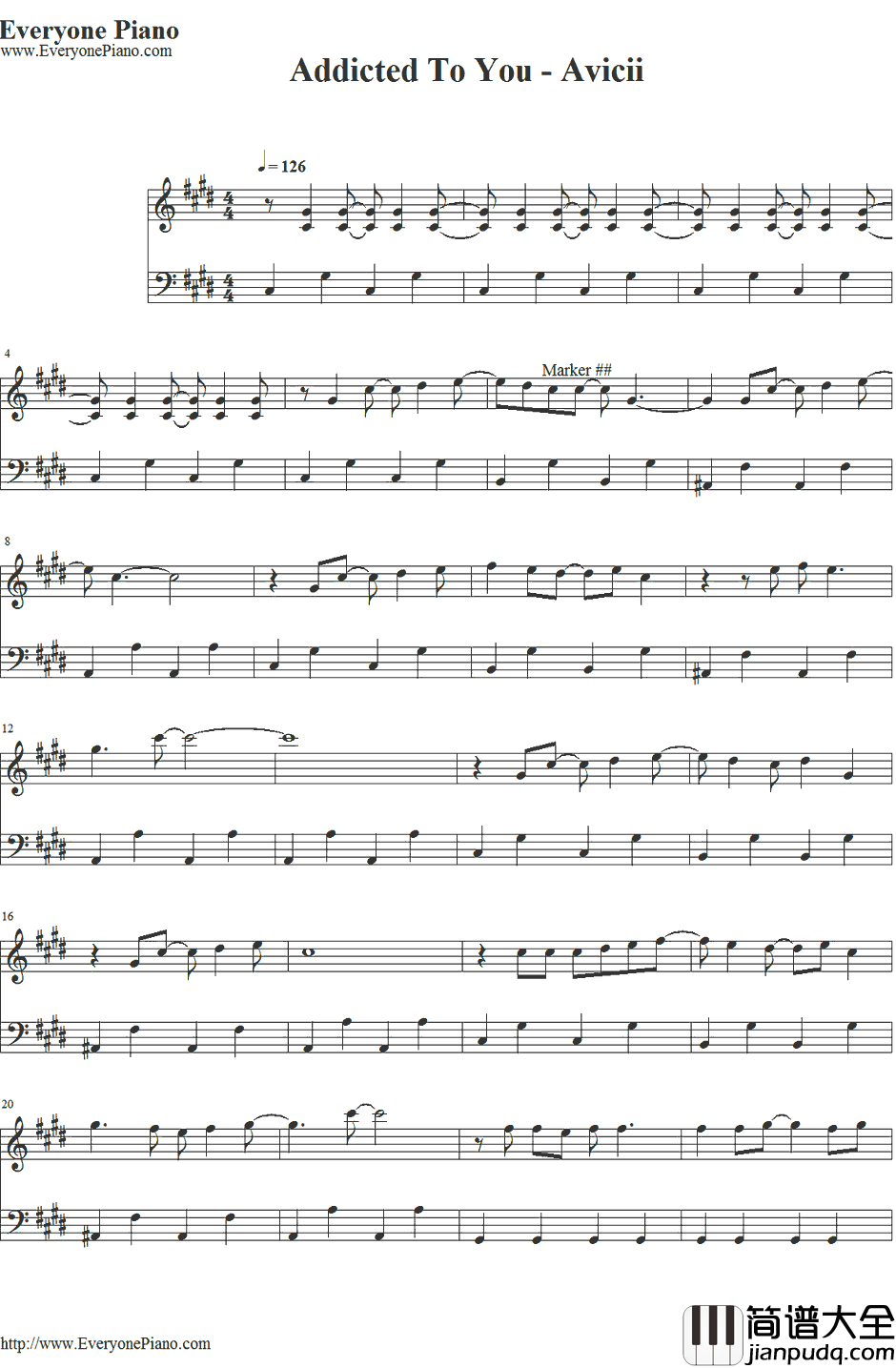 Addicted_to_You钢琴谱_Avicii