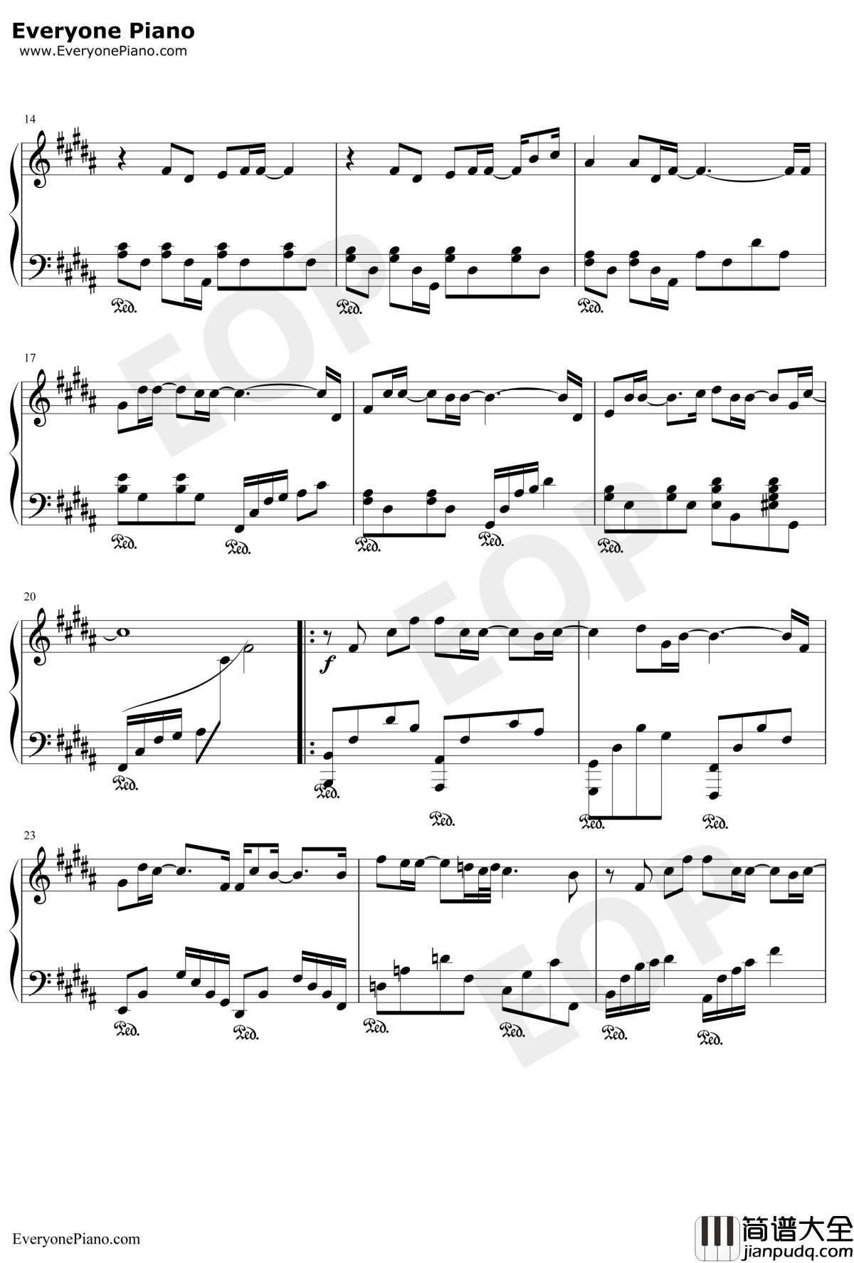 专属天使钢琴谱_Tank_花样少年少女主题曲