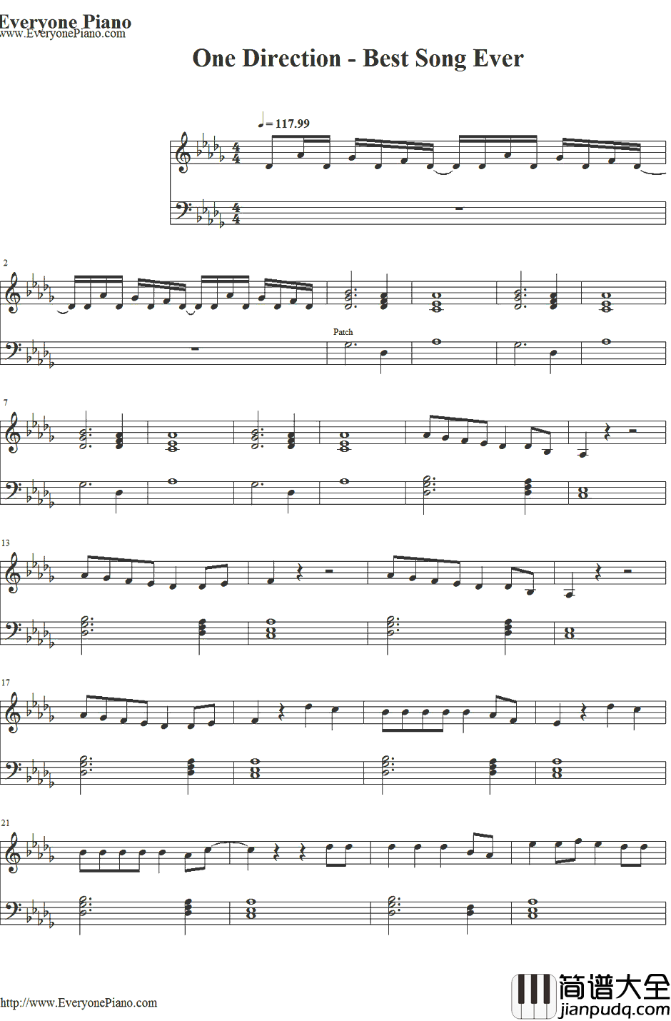 Best_Song_Ever钢琴谱_OneDirection