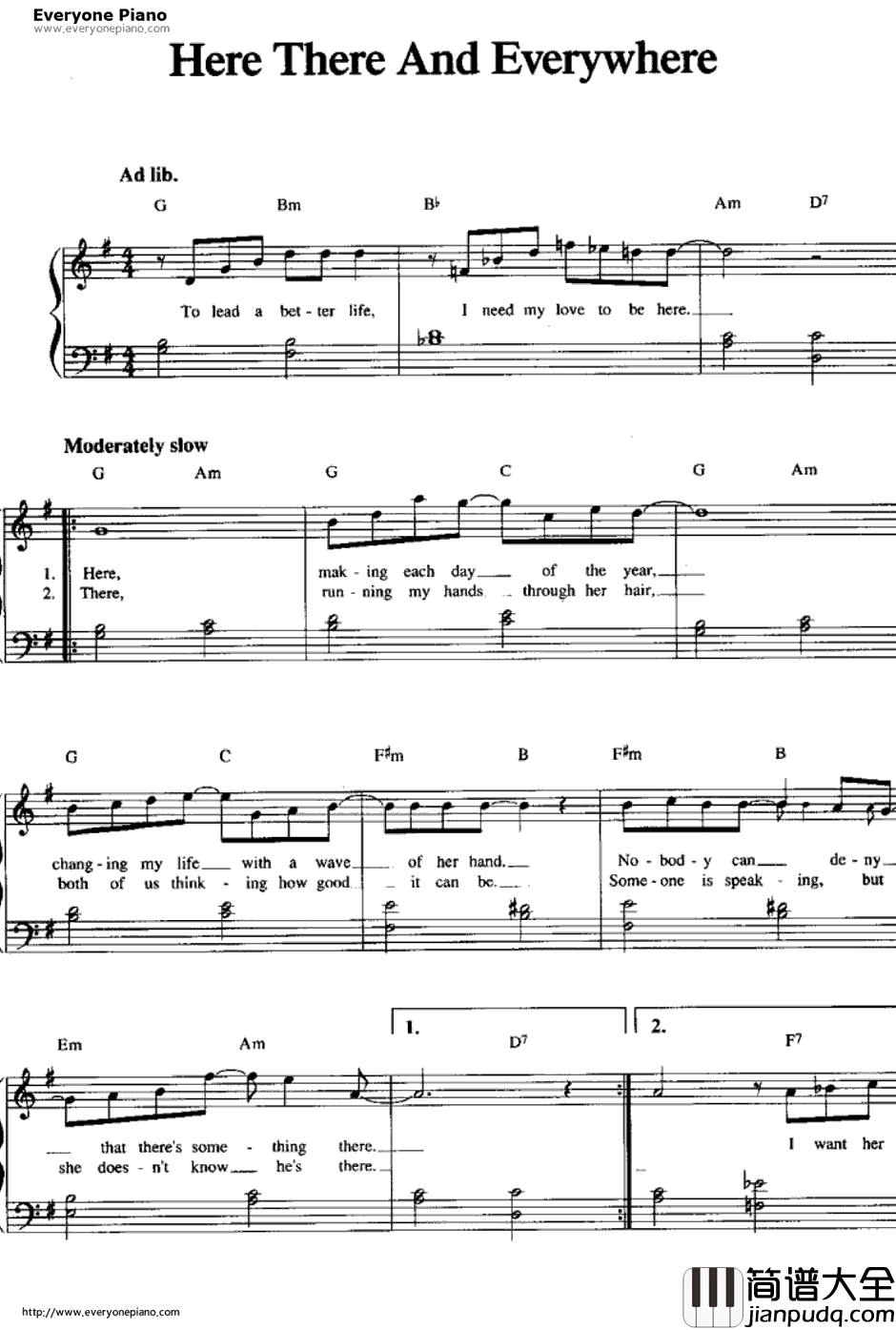 Here_There_and_Everywhere钢琴谱_TheBeatles
