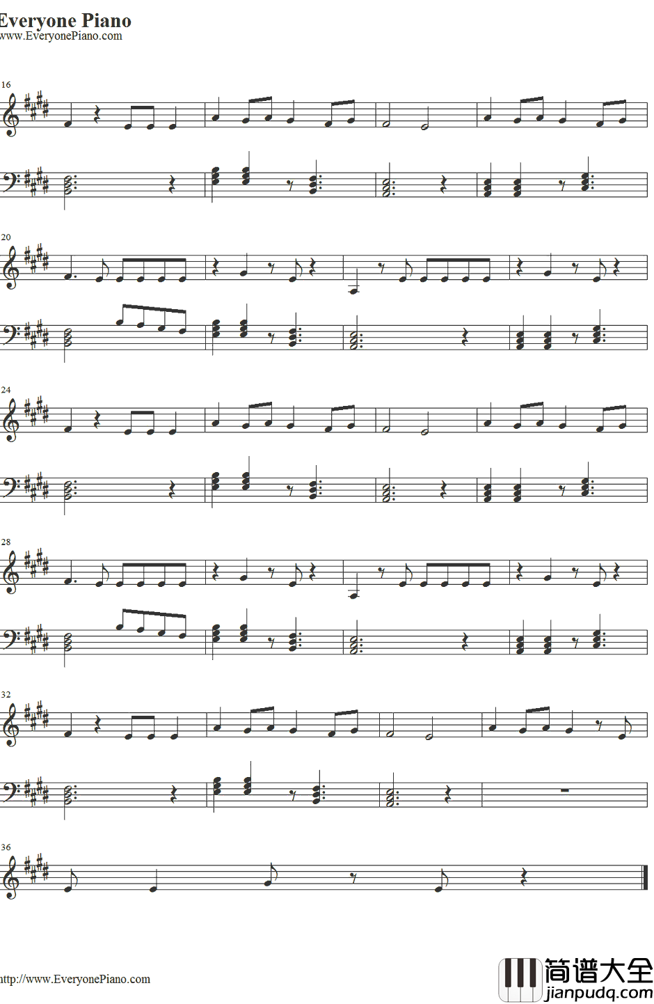 KissYou钢琴谱_OneDirection