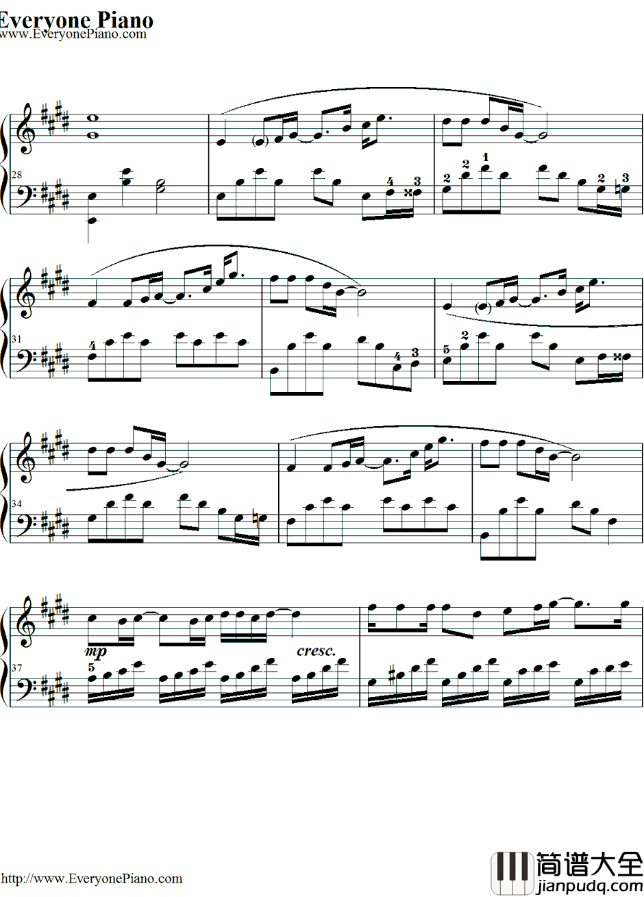 千千阙歌钢琴谱_陈慧娴_夕焼けの歌_陈慧娴