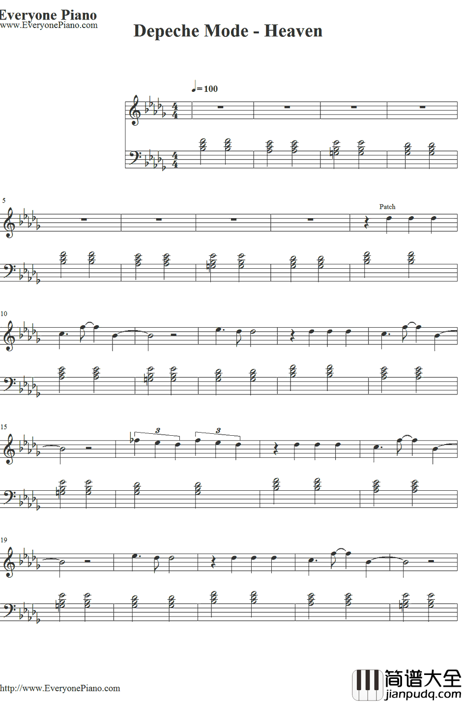 Heaven钢琴谱_DepecheMode
