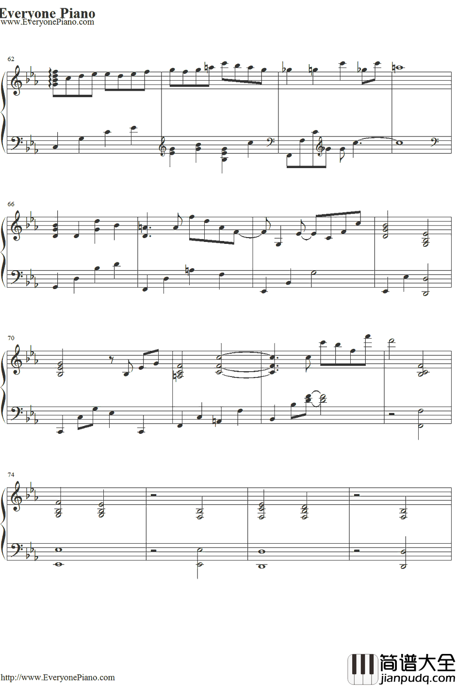 さよならは言わない钢琴谱_小田和正_不要说再见_小田和正